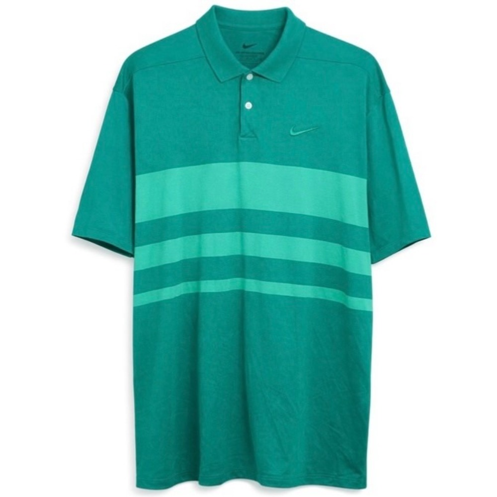 Nike Polo Shirt Mens 2XL Dri-FIT Vapor Striped Green Athletic Golf BV0474-370